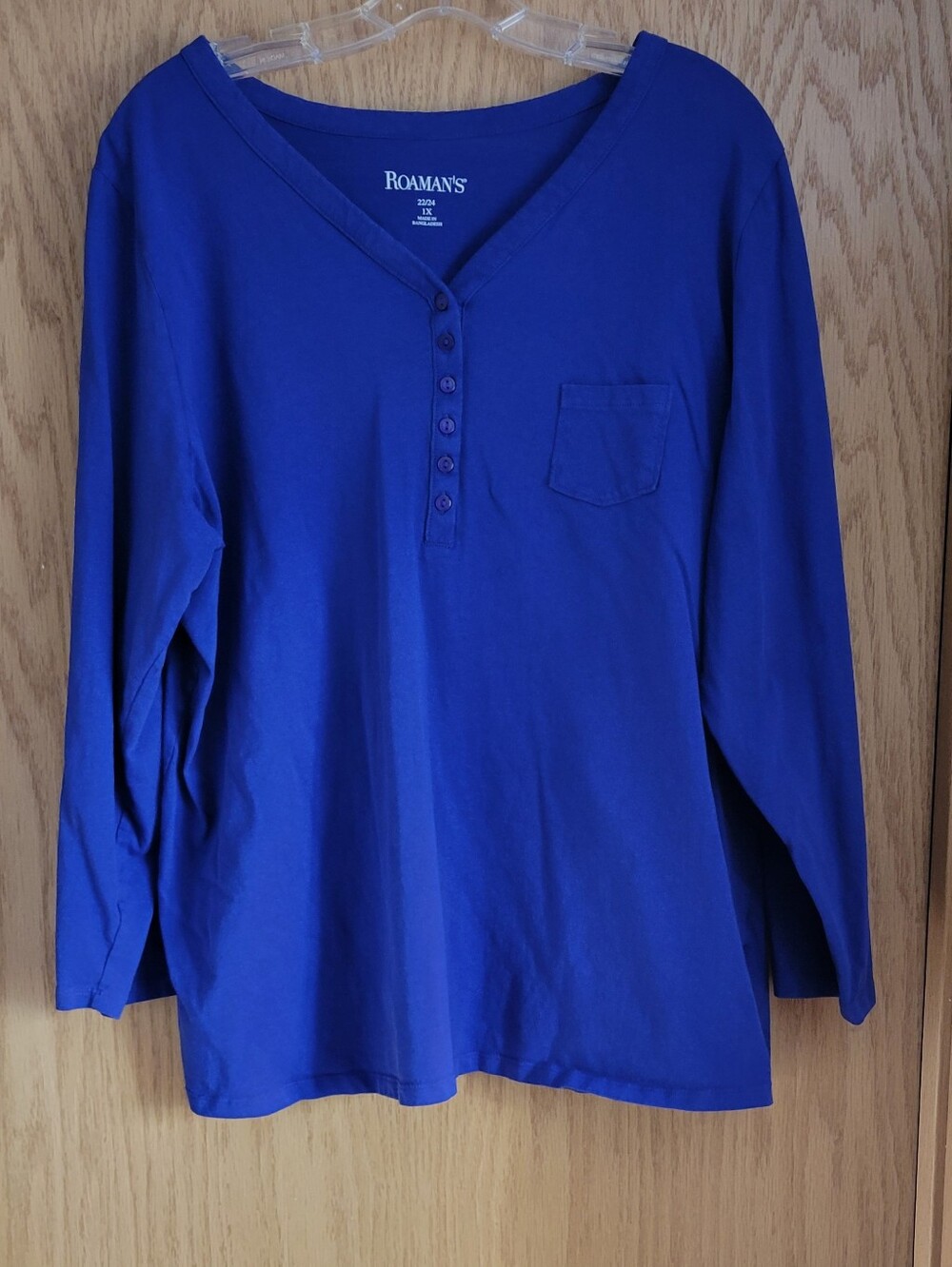 Classic Women's Long-Sleeve Henley Shirt - Royal Blue